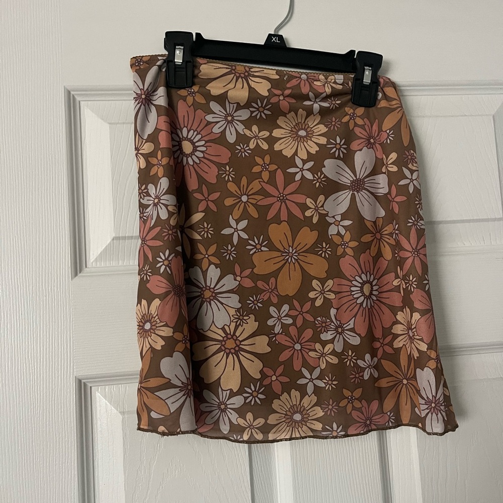 American Eagle Outfitters Floral Mini Skirt - Brown and Pink